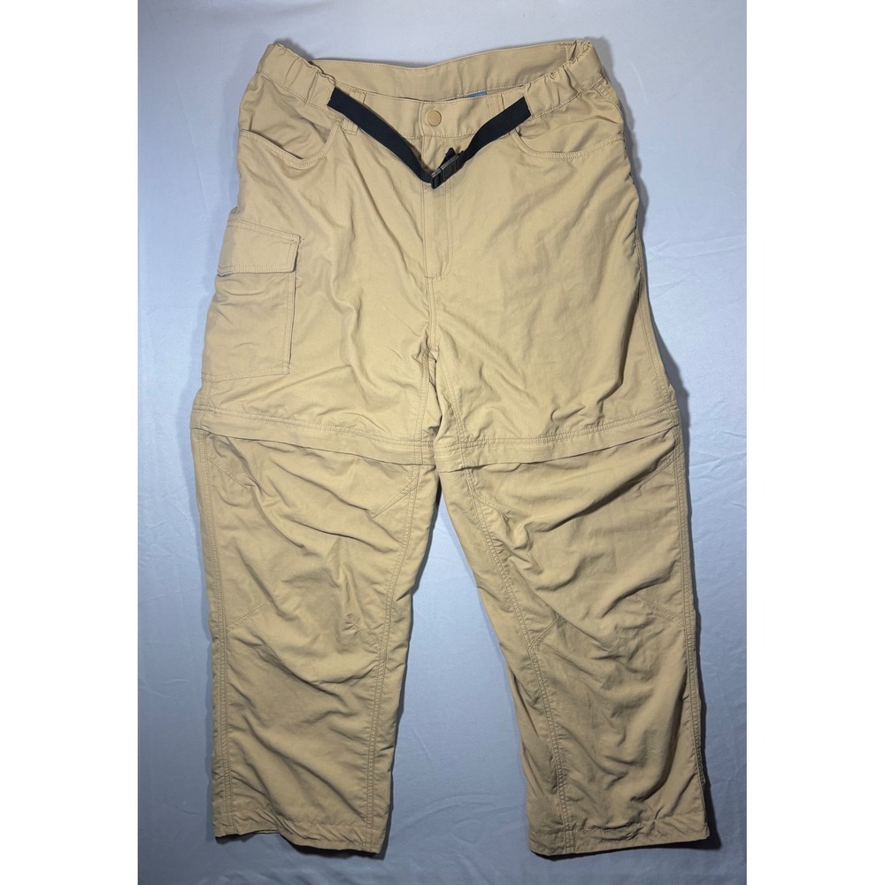 Quest Mens Convertible Hiking Cargo Pants Size L Tan Beige Zip Off 100% Nylon